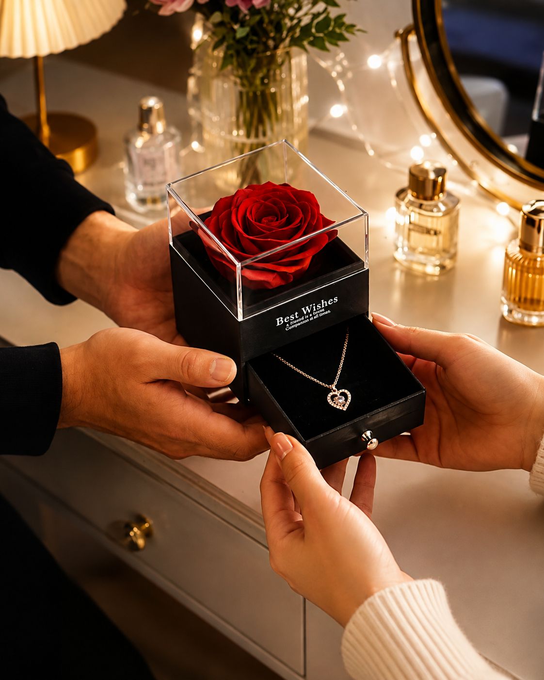 ROSE GIFT BOX NECKALCE