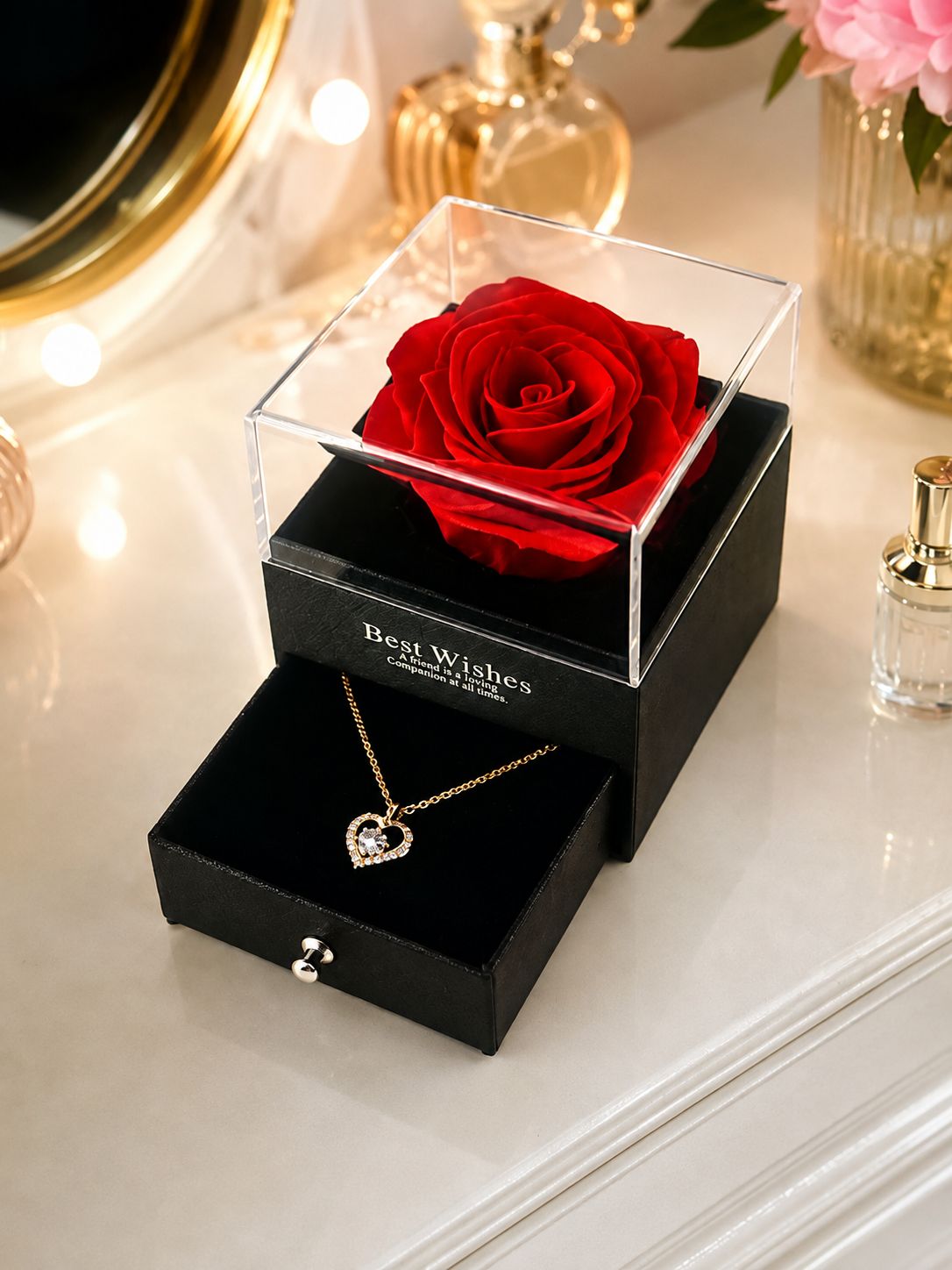 ROSE GIFT BOX NECKALCE