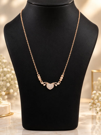 Rose Gold Heart Necklace – Elegant Cubic Zirconia Pendant