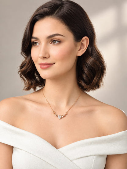 Rose Gold Heart Necklace – Elegant Cubic Zirconia Pendant