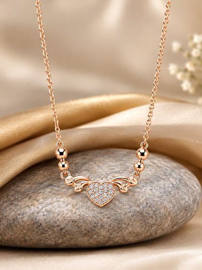 Rose Gold Heart Necklace – Elegant Cubic Zirconia Pendant