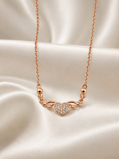 Rose Gold Heart Necklace – Elegant Cubic Zirconia Pendant
