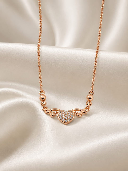 Rose Gold Heart Necklace – Elegant Cubic Zirconia Pendant